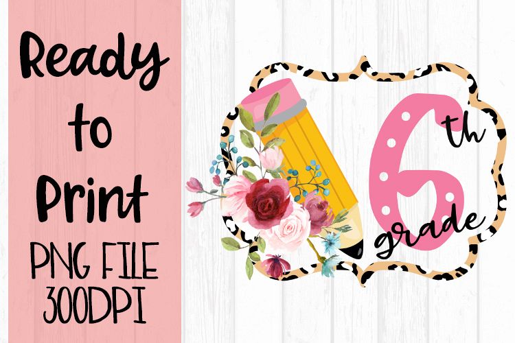 6th Grade Leopard Frame Pencil Ready to Print example image 1