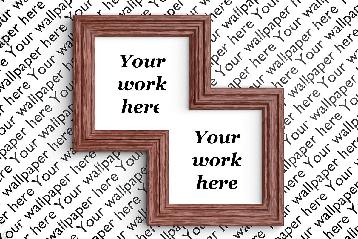 Mockup step wooden frame with shadows, Transparent backdrop example image 1