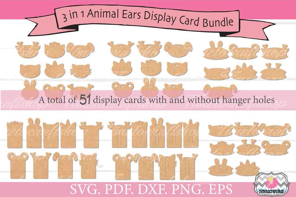 3 in 1 Animal Ears Bow Clip Headband Display Card Bundle example image 1