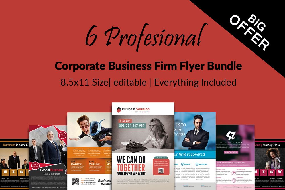 6 Corporate Business Flyers Bundle example image 1