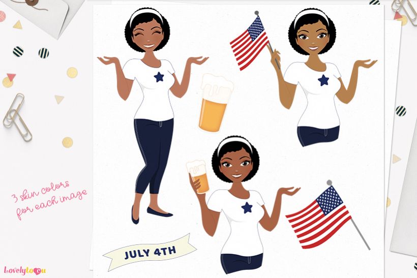 Woman American character clip art L272 Neve example image 1