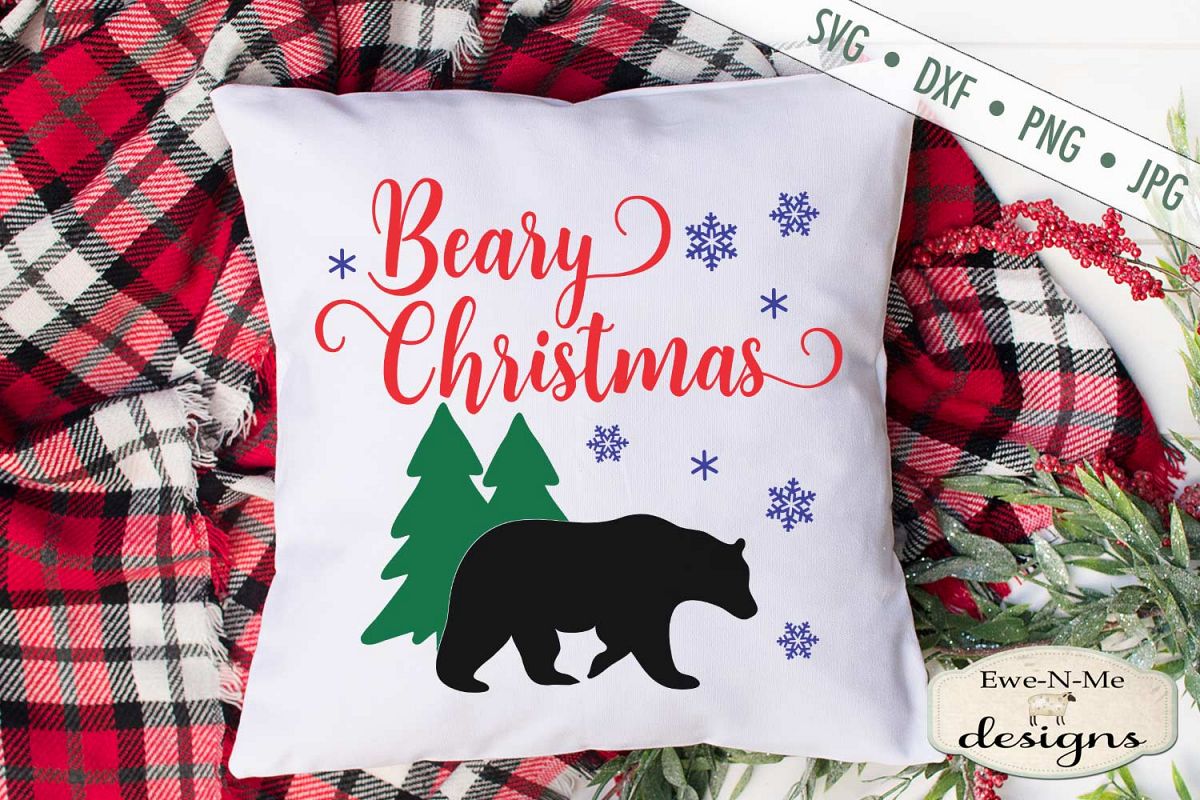 Beary Christmas - Bear - Snowflake - Winter - SVG example image 1