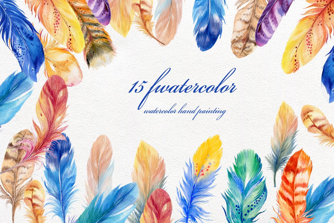 15 bird's feathers ,watercolor example image 1