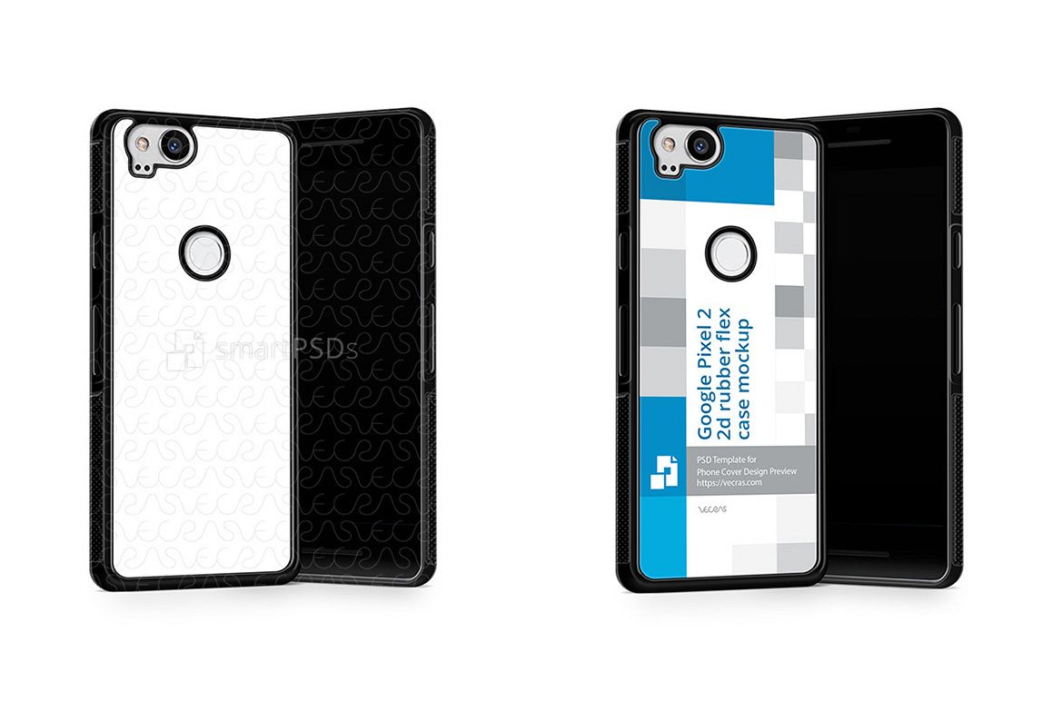 Google Pixel 2 2d RubberFlex Case Design Mockup 2017 (Front-Back Angled) example image 1