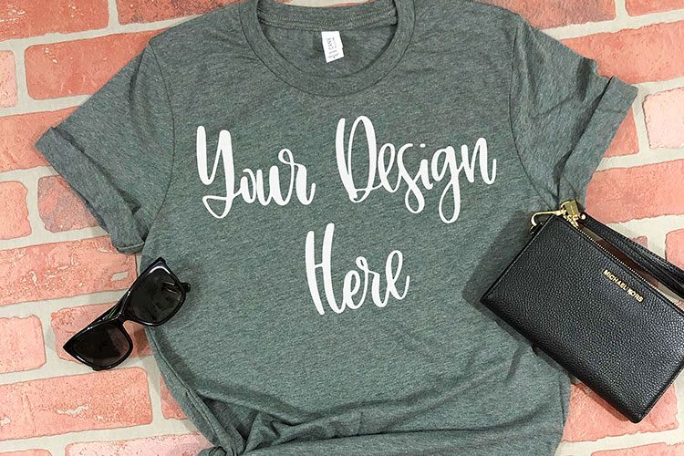 Bella 3001 Deep Heather Grey Mockup Photo - Flatlay Photo example image 1