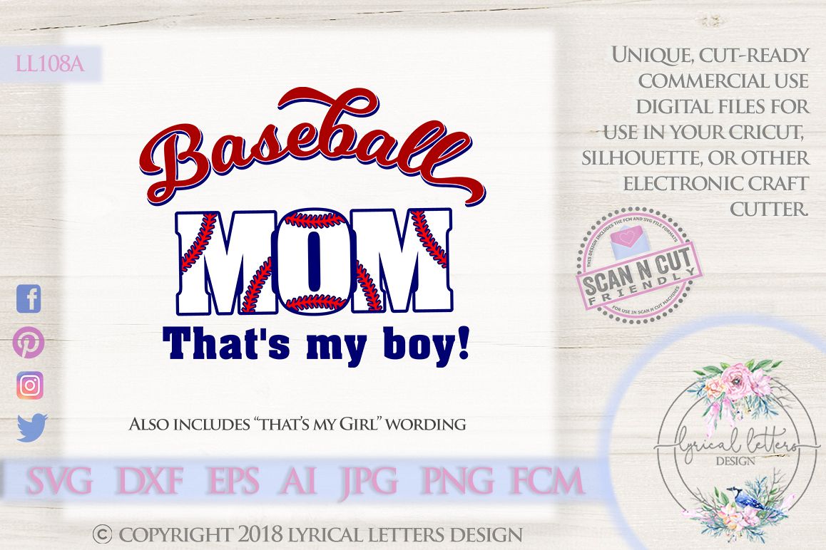 Baseball Mom That's My Boy SVG DXF Cut File LL108A example image 1