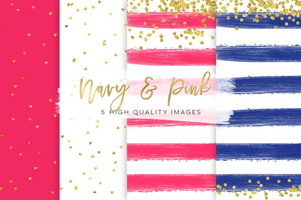 Pink and Navy blue, Business Blog paper, Neon Pink & Navy blue Chic paper, gold navy blue paper, gold pink paper Gold Foil Glitter texture example image 1