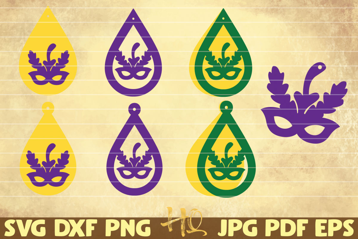 7 Masquerade earrings | Mardi Gras teardrop earrings example image 1