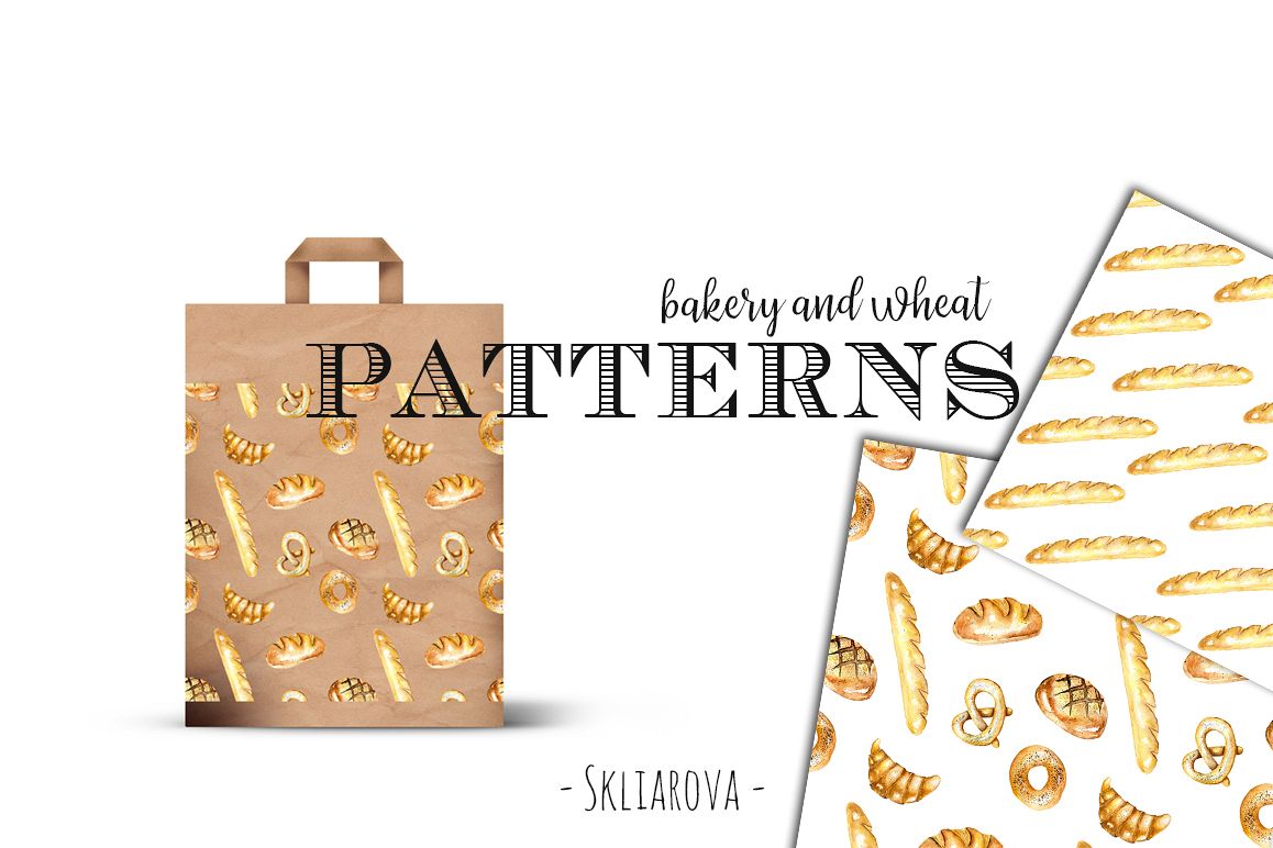 Download Bakery & wheat Patterns (184872) | Patterns | Design Bundles