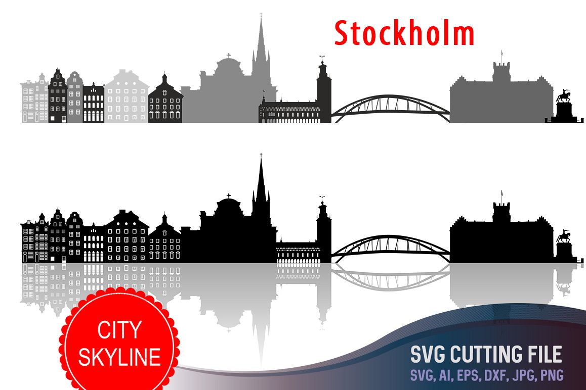 Stockholm Svg Sweden Cut file vector skyline, City Of Stockholm Svg