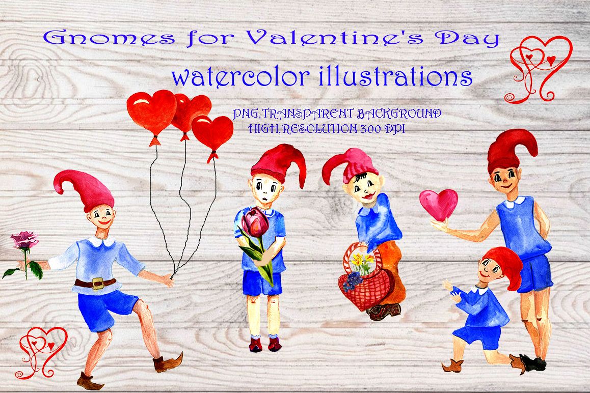 Clipart gnomes for Valentine's Day example image 1
