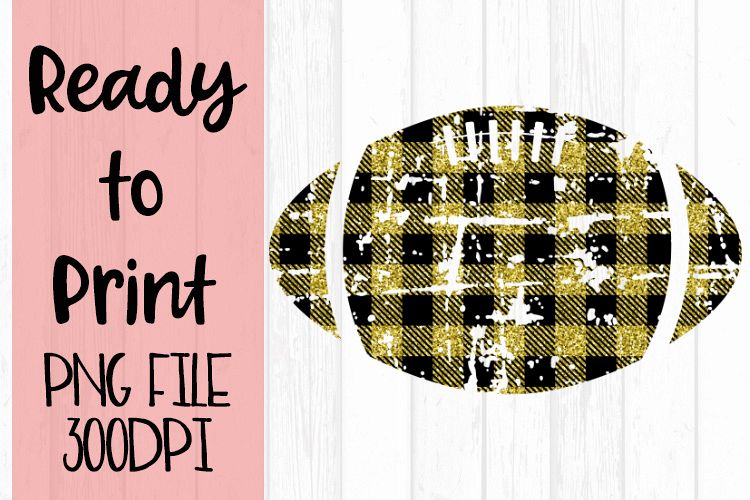 Gold Glitter Buffalo Plaid Football Ready to Print example image 1