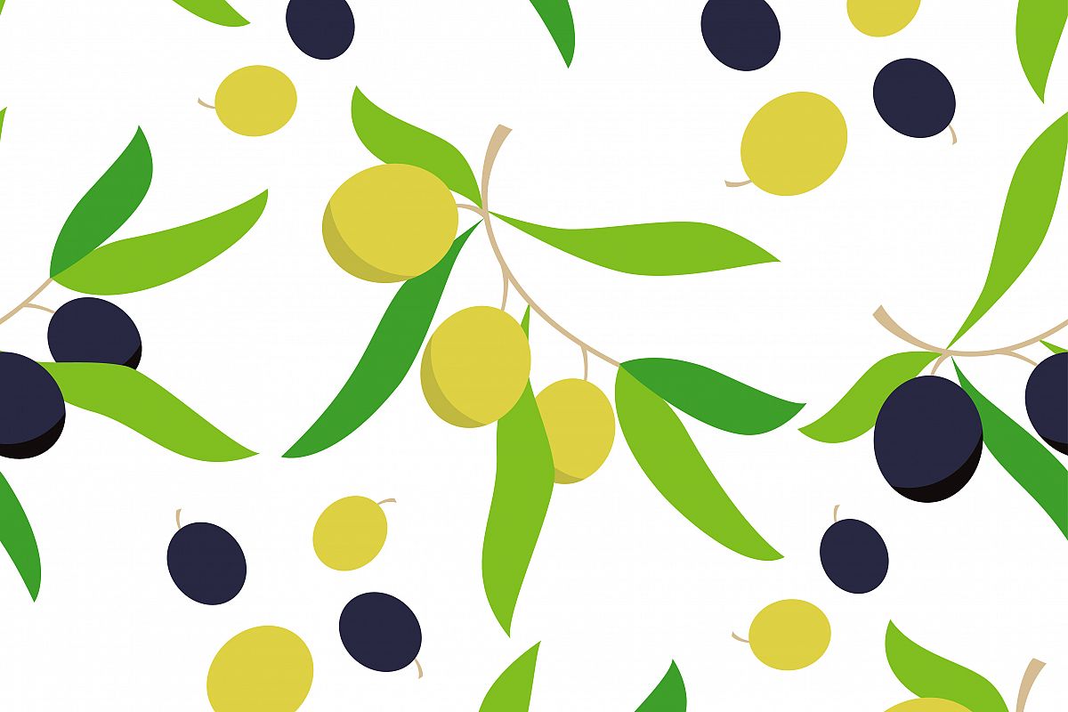 Seamless pattern with olive branches. Retro decorative texture background. example image 1