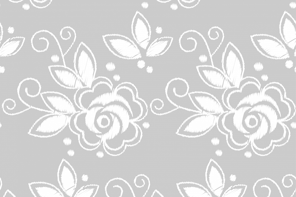 Seamless background. White embroidery on a grey background. Sewing. Textile rapport. example image 1