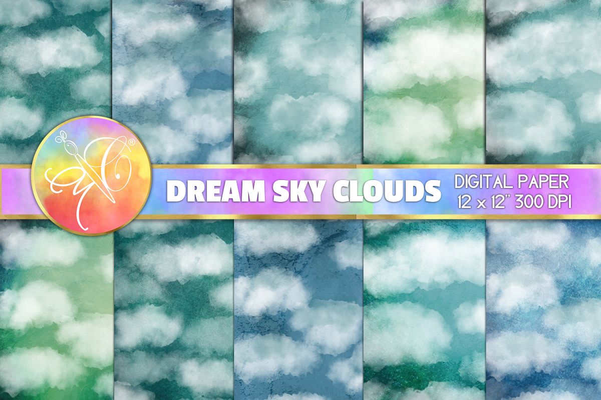 Cloud Dreams Digital Paper, Sky Digital Paper example image 1