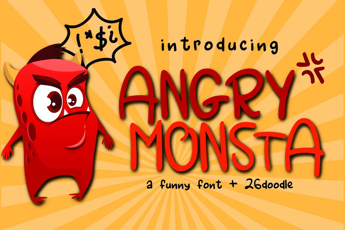 Angry Monsta - A Funny Font with doodles example image 1