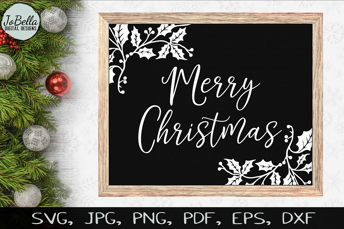Holly Merry Christmas SVG, Sublimation PNGs, & Printables example image 1