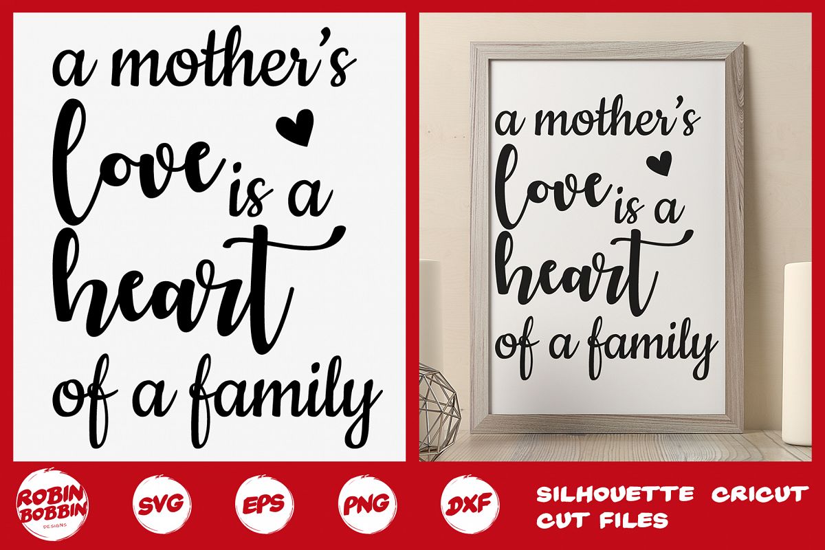 A Mother's Love is the Heart of the Family SVG - Mother SVG example image 1