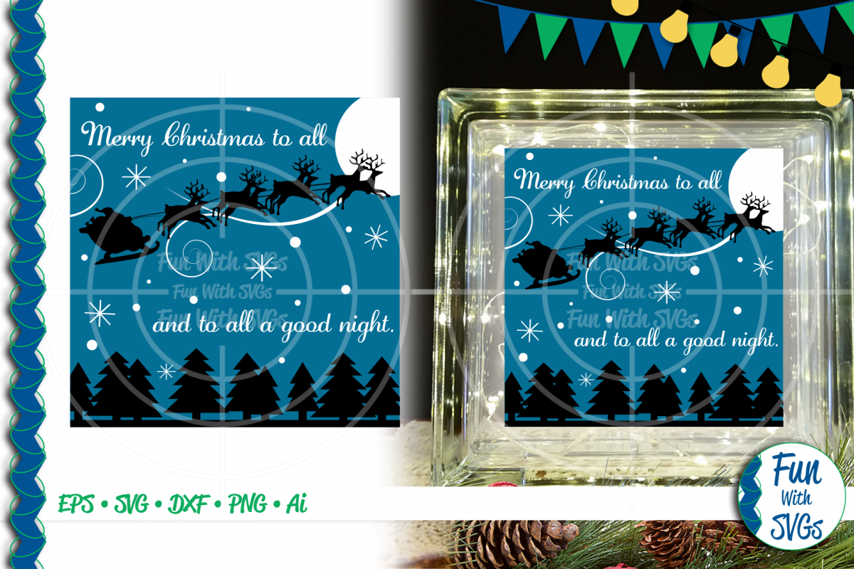 SVG Merry Christmas To All Glass Block Cut File, FWS459 example image 1