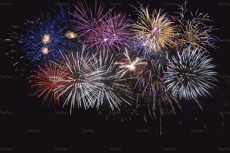 Blue, golden and red celebration fireworks example image 1