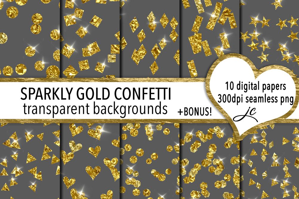 Sparkly Gold Confetti (transparent backgrounds) example image 1