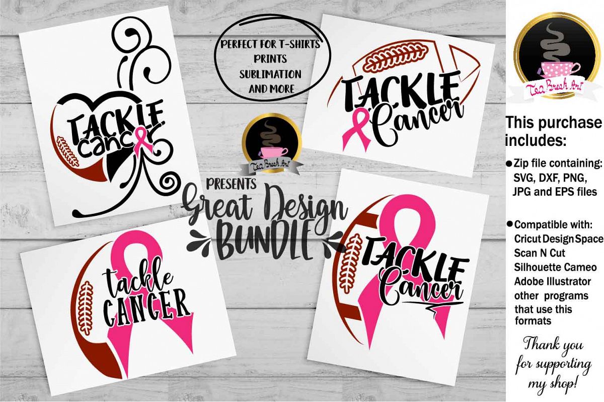 Tackle Cancer Breast Cancer Awareness Set Cutting Files 1064 example image 1