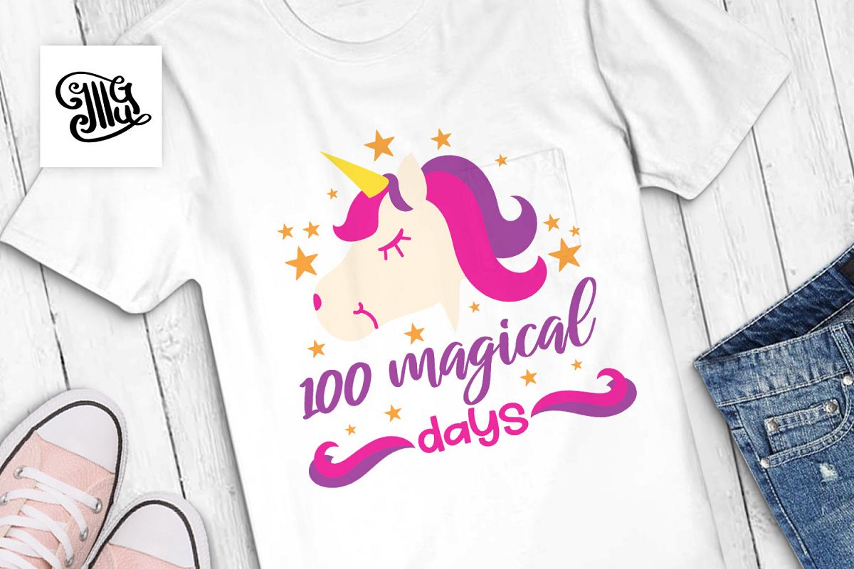 100 days of school svg unicorn example image 1