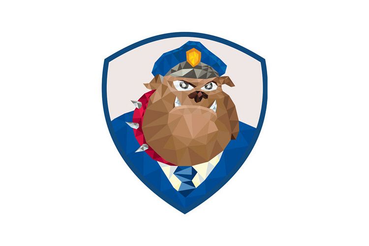 Bulldog Policeman Shield Low Polygon example image 1