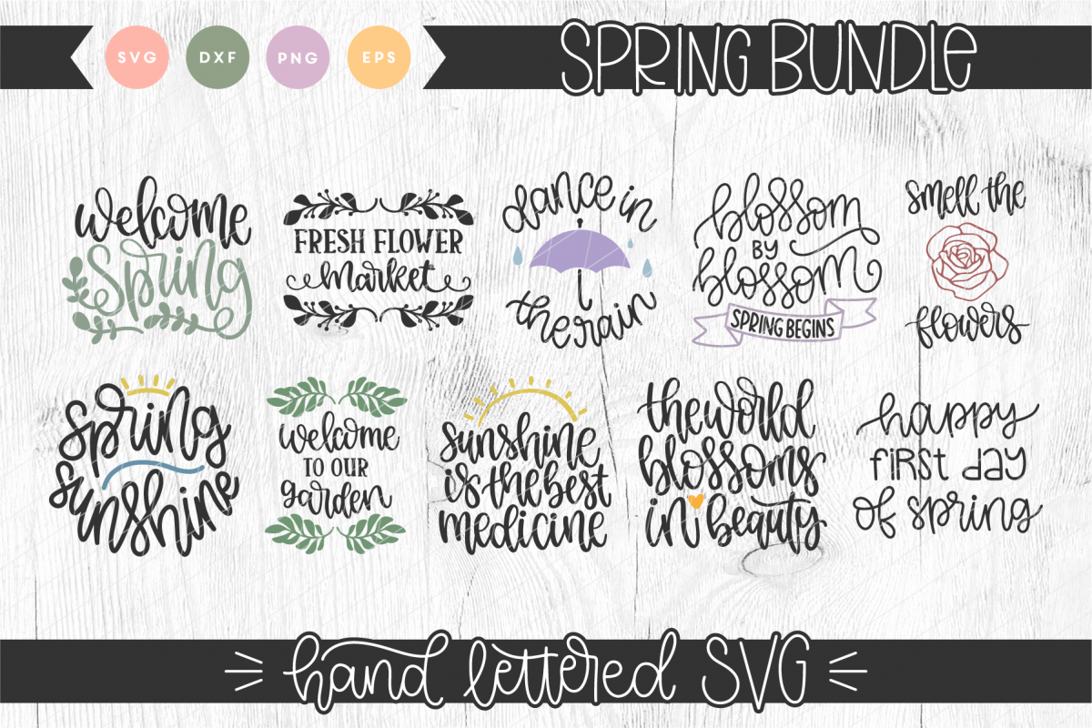 Spring Hand Lettered SVG Bundle example image 1