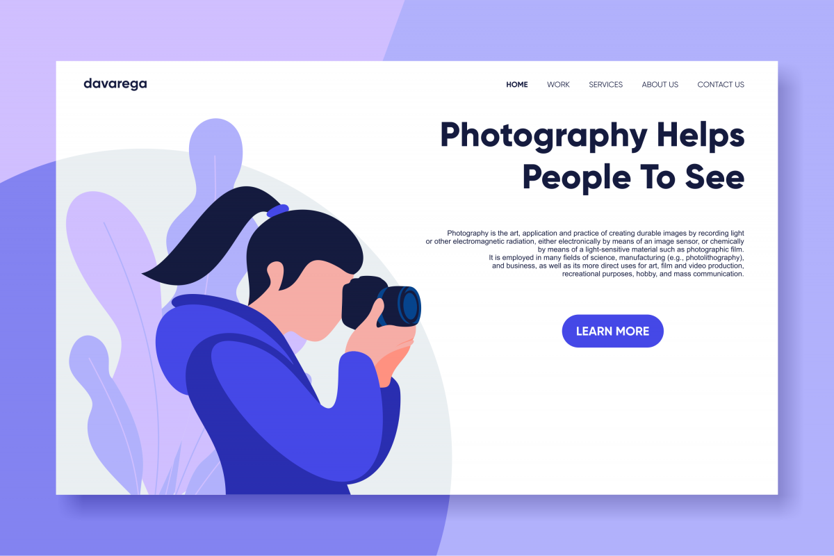 photography landing page flat design example image 1