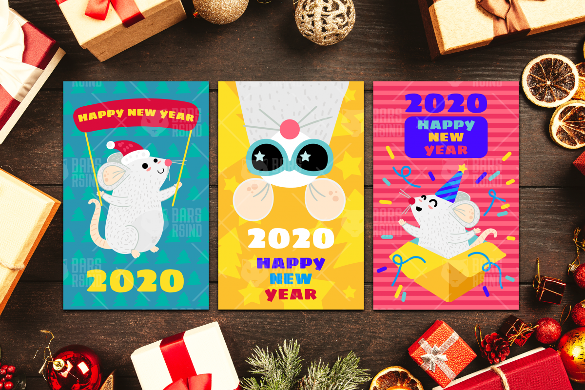 2020 Happy New Year With Mouse Set example image 1