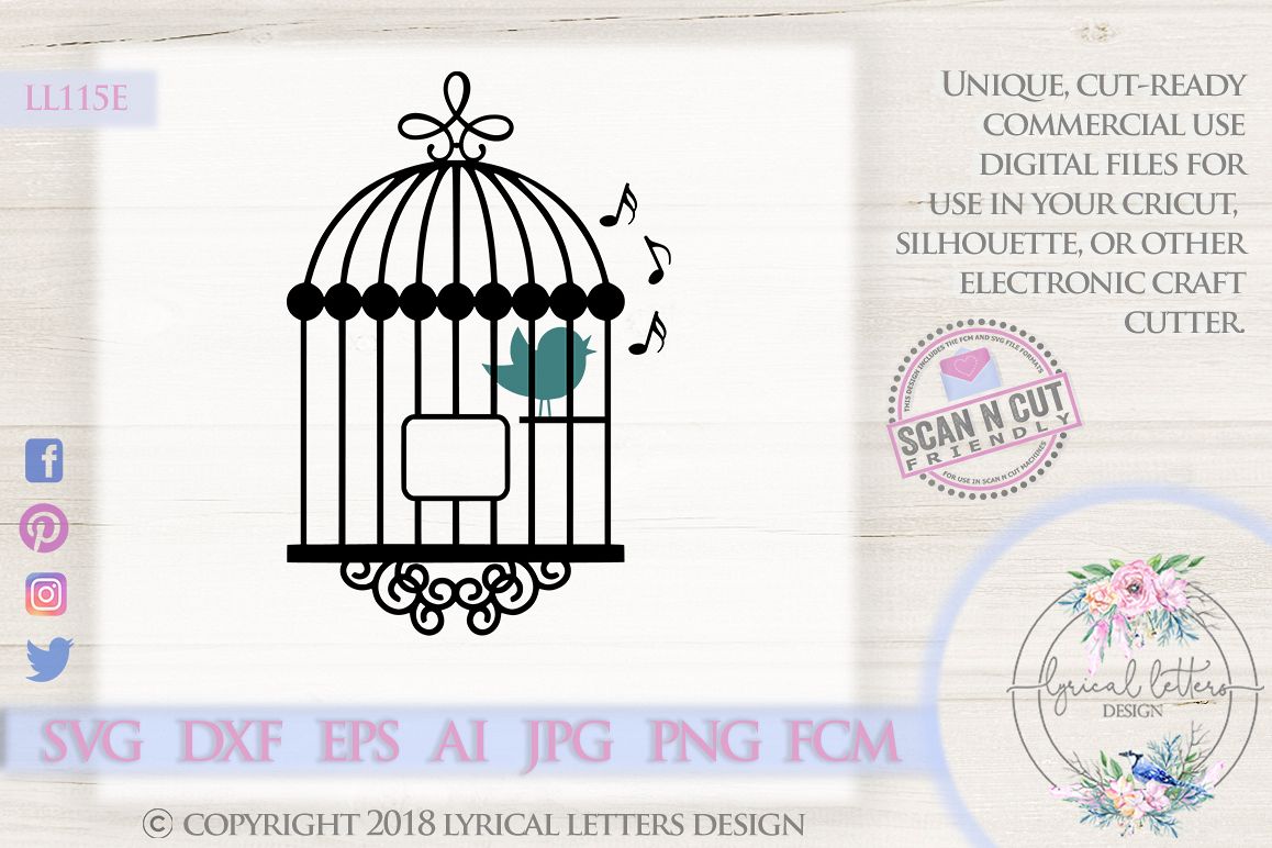 Song Bird In a Cage SVG DXF Cut File LL115E example image 1