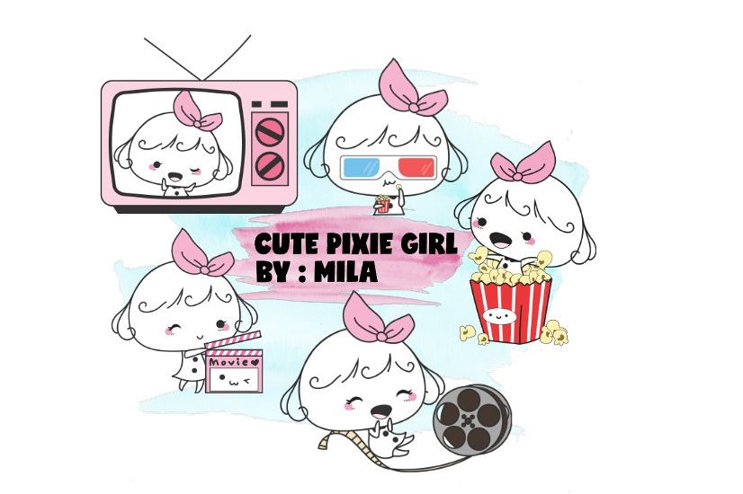 KAWAII GIRL CLIPART BUNDLE PNG example image 1