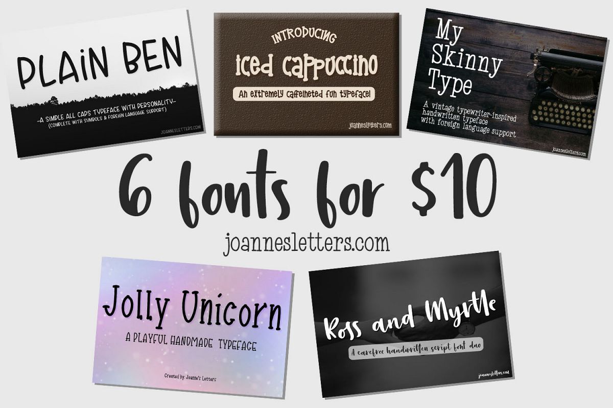 Joanne's Letters 6 for $10 Font Bundle example image 1