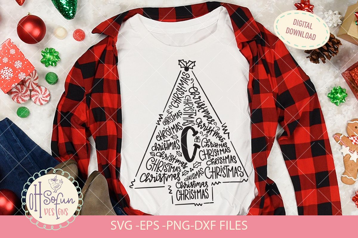 C is for Christmas, Christmas typography SVG, hand drawn example image 1