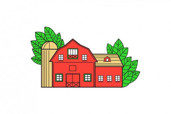 Vintage American Barn Leaves Mono Line example image 1