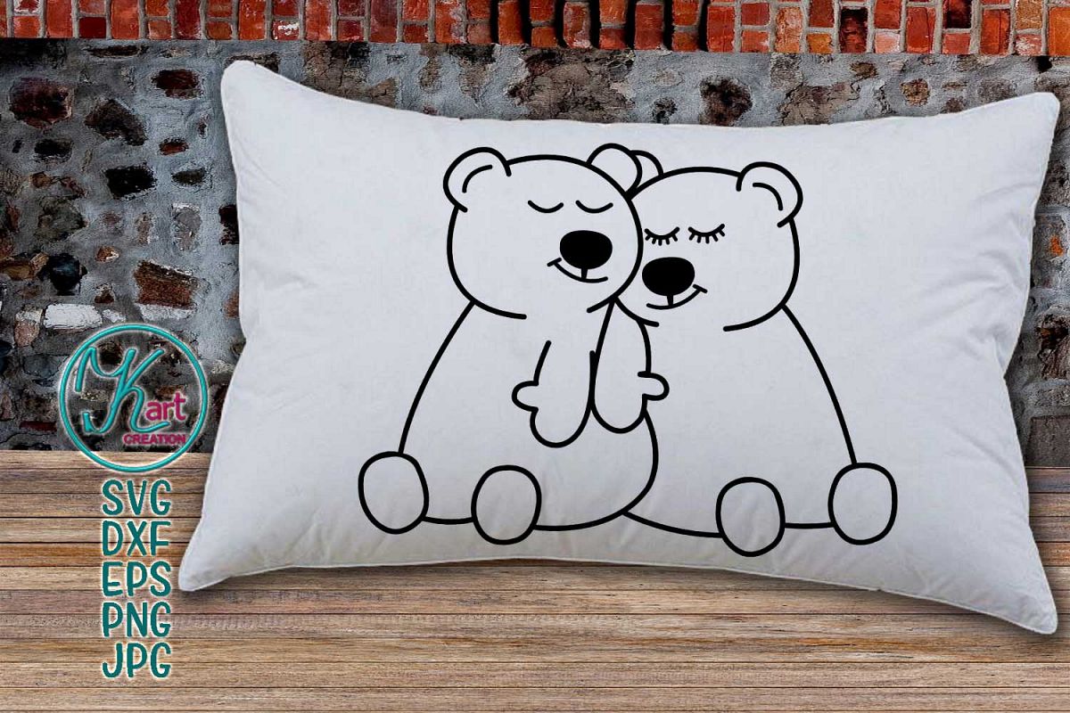 Loving Valentines day couple bears svg dxf to cut print file example image 1