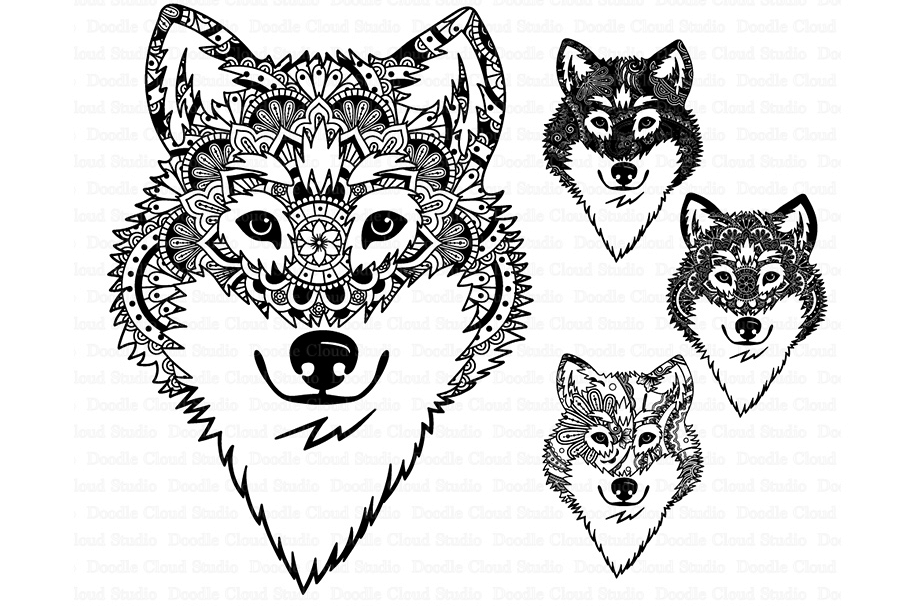 Wolf SVG, Wolf Head SVG, Wolf Mandala SVG , Wolf Clipart.