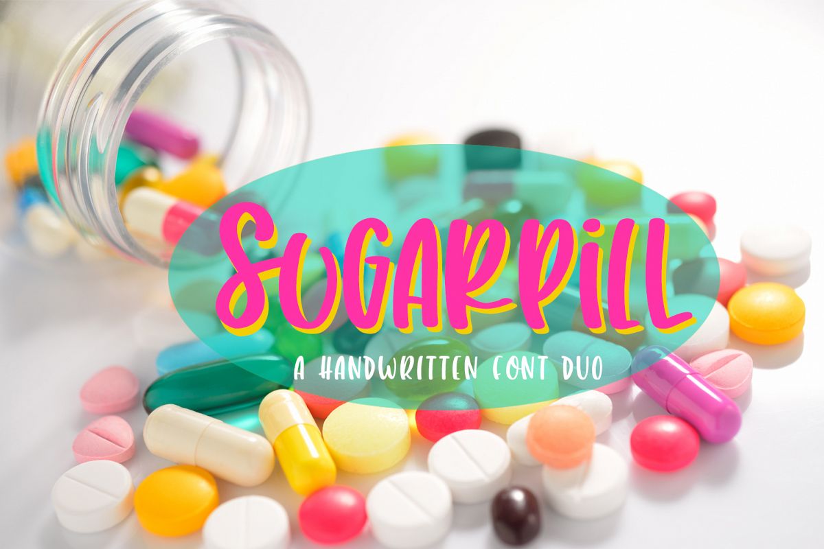 Sugarpill - a handwritten uppercase duo font example image 1