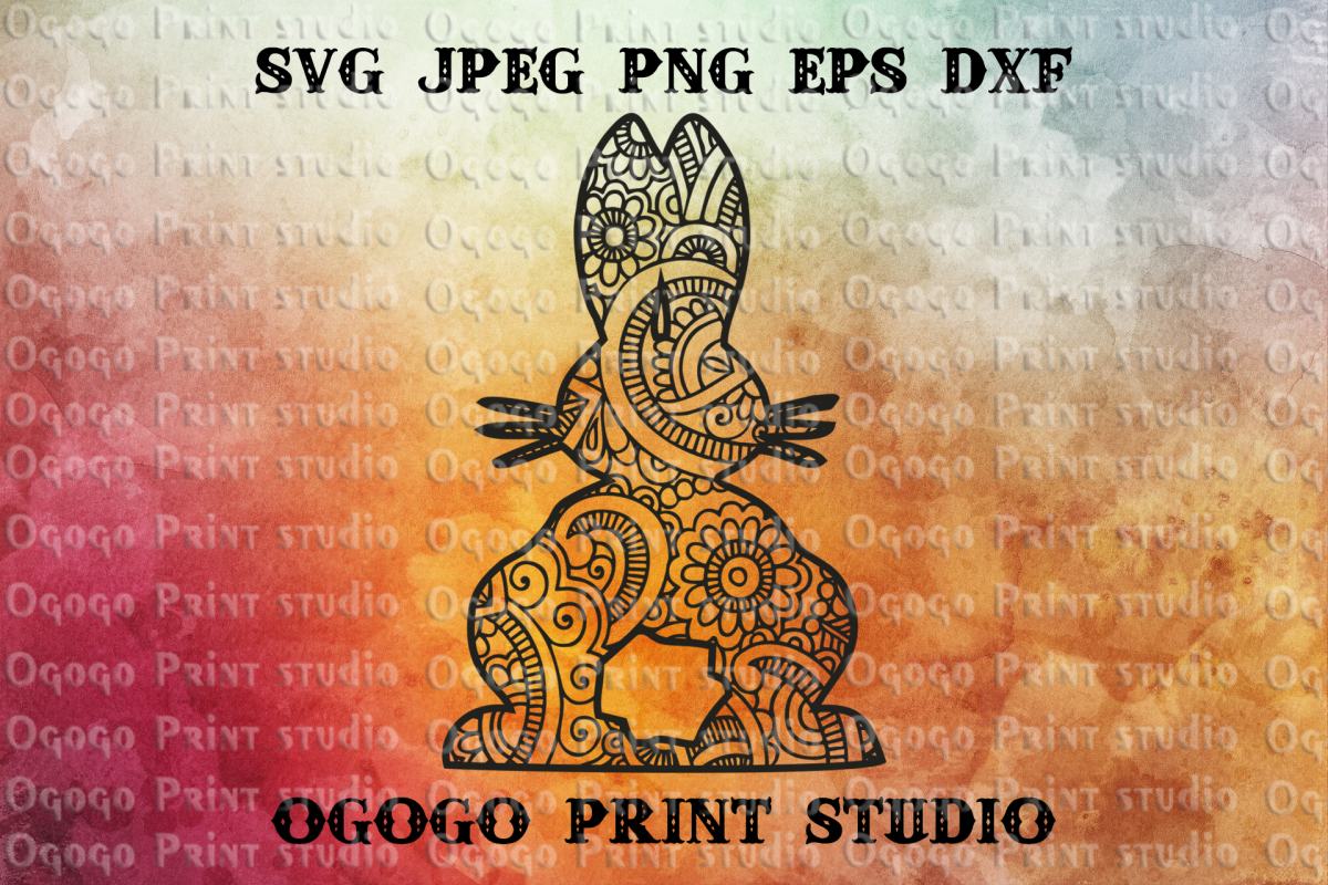 Bunny svg, Easter svg, Mandala svg, Zentangle SVG, Cricut example image 1