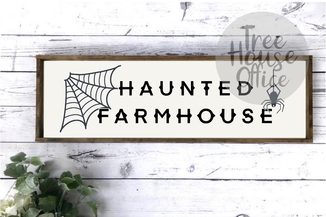 Haunted Farmhouse Halloween Front Porch SIgn SVG PNG JPG DXF example image 1