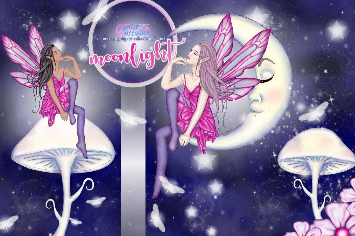 Moonligh Fairy Clipart Collection example image 1