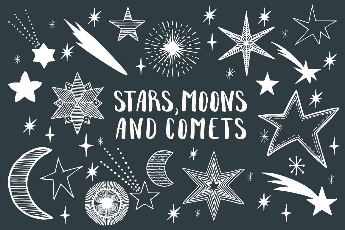 Stars, Moons, Comets - Eps&Png example image 1