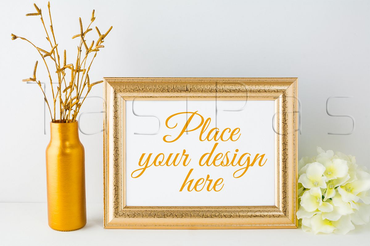 Landscape gold frame mockup example image 1