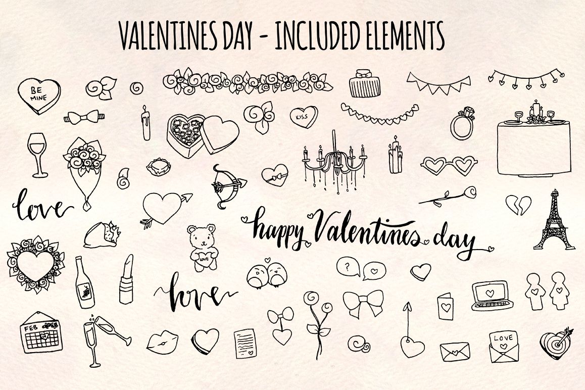 Valentine's Day 56 Romantic Sketch Graphics example image 1