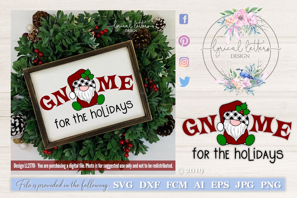 NEW! Gnome For the Holidays Santa Gnome SVG Cut File LL277D example image 1