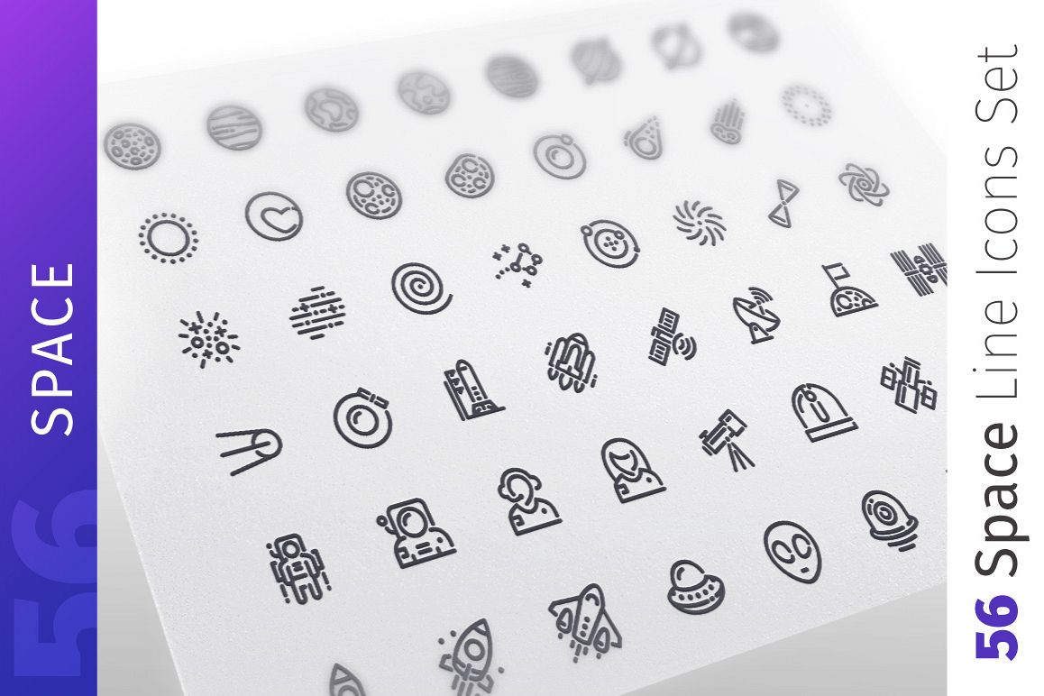 Space Line Icons Set example image 1