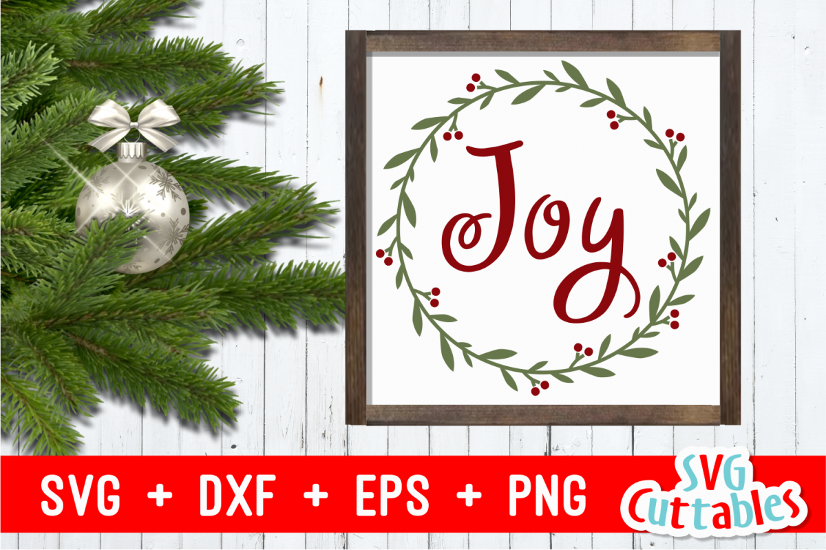 Joy Holly Wreath | Christmas Cut File example image 1
