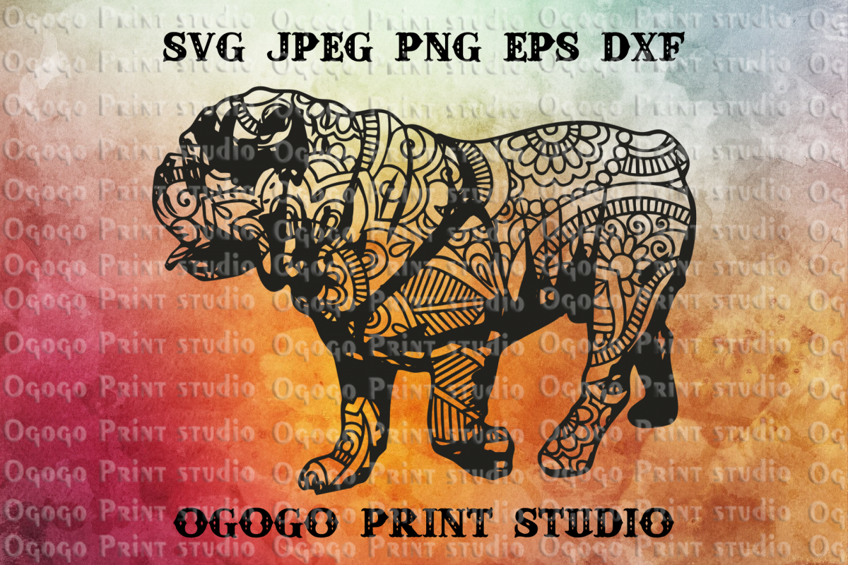 Mandala style English Bulldog SVG, Zentangle svg, Pet svg example image 1