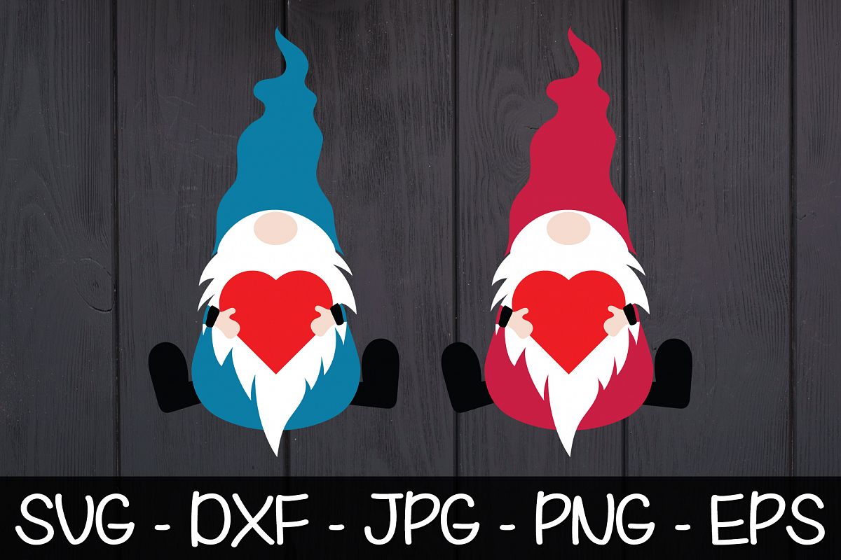 Valentine Gnomes Heart SVG EPS PNG Valentine's Day Gnomes example image 1